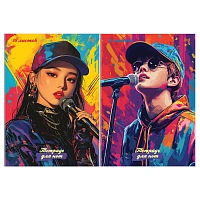 Тетрадь для нот 16л., А4, на скрепке BG "K-pop", глянцевая ламинация, (вертик.)