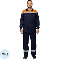 Костюм рабочий летний мужской л16-КБР с СОП синий/оранжевый (размер 128-132 (64-66), рост 170-176)