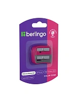 Точилка пластиковая Berlingo "Color Zone Duo", 2 отверстия, для цветных и ч/г карандашей, блистер, розовая