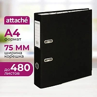 Папка-регистратор Attache 75 мм чёрная полипропилен/бумага с защитным уголком