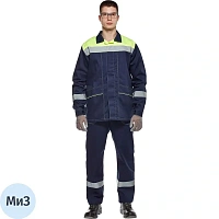 Костюм рабочий летний мужской л35-КПК с СОП синий/жёлтый (размер 44-46, рост 182-188)