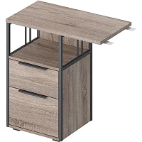 Тумба приставная Комус Мебель K-Loft 241T010 (дуб сонома тёмный/чёрный, 750х405х752 мм, 2 ящика)