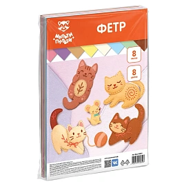 Фетр Мульти-Пульти, А4, 8л., 8цв., 2мм, мягкий