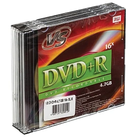 Диск DVD+R VS 4.7 ГБ 16x slim box VSDVDPRSL501 (5 штук в упаковке)