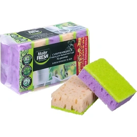 Губка для посуды Master FRESH Xl поролон 10x7 см с абразивным слоем (5 штук в упаковке)