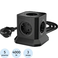 Сетевой фильтр AGNI TP-VE4U5E-3m-black на 5 розеток 3 метра чёрный