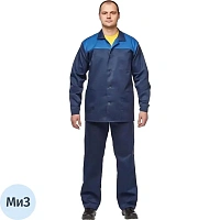 Костюм рабочий летний мужской л16-КБР синий/васильковый (размер 112-116 (56-58), рост 158-164)