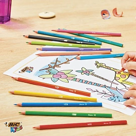 Карандаши цветные BIC Tropicolors 12 карандашей 12 цветов шестигранные