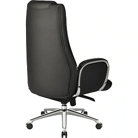 Кресло для руководителя Easy Chair EChair-518 ML чёрное (натуральная кожа с компаньоном, металл хромированный)