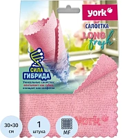 Салфетка хозяйственная York ЛонгФреш микрофибра 30x30 см 275 г/кв.м розовая
