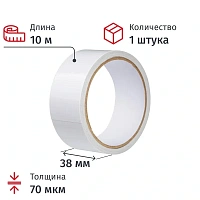 Клейкая лента двухсторонняя монтажная прозрачная на бумажной основе 38 мм x 10 м