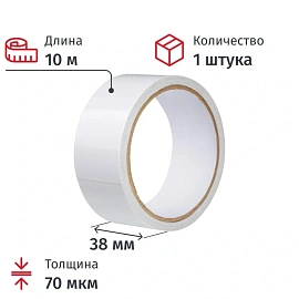 Клейкая лента двухсторонняя монтажная прозрачная на бумажной основе 38 мм x 10 м