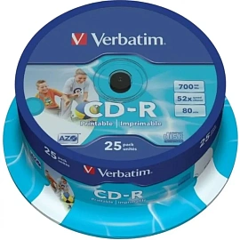 Диск CD-R Verbatim 700 МБ 52x cake box 43439 (25 штук в упаковке)