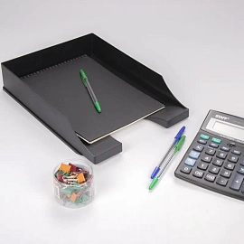 Лоток горизонтальный для бумаг BRAUBERG-CONTRACT, А4 (340х254х66,5 мм), черный, 230879