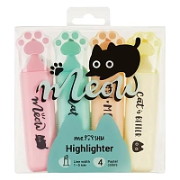 Набор текстовыделителей MESHU "Live, Life, Meow", 04цв., пастельные цвета, 1-5 мм, ПВХ бокс с европодвесом
