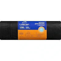 Мешки для мусора Luscan 100 л с завязками чёрные (ПВД 50 мкм, 10 штук)