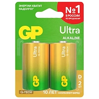 Батарейки КОМПЛЕКТ 2 шт., GP Ultra G-Tech, D (LR20, 13А), алкалиновые, блистер, 13AU-CR2