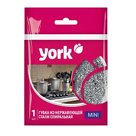 Губка-мочалка для посуды York Мини металлическая 6x6 см 18 г