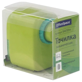 Точилка механическая OfficeSpace, пласт. корпус, зеленая, инд. упаковка