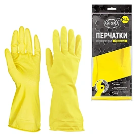 Перчатки латексные Aviora жёлтые (размер 8, М, 12 пар в упаковке, 402-567)