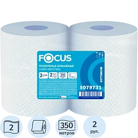 Бумага протирочная в рулоне Focus Jumbo W2/W1 1000 листов 24x35 см белая 2-слойная (2 штуки в упаковке, 5079731)