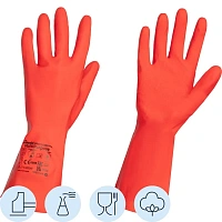 Перчатки латексные Vileda Professional с хлопковым напылением красные (размер 9.5-10, XL, 174348)