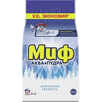 Порошок стиральный автомат Миф Аквапудра Морозная свежесть 6 кг для белого белья