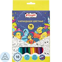 Карандаши цветные Комус Класс Максики 18 карандашей 18 цветов трёхгранные