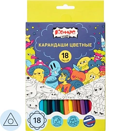 Карандаши цветные Комус Класс Максики 18 карандашей 18 цветов трёхгранные
