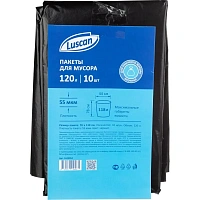 Мешки для мусора Luscan 120 л чёрные (ПВД 55 мкм, 10 штук)