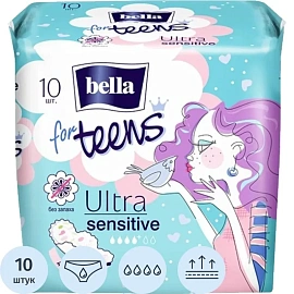 Прокладки женские гигиенические Bella for teens Ultra sensitive дышащие (10 штук в упаковке)