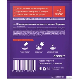 Каша протеиновая CHAMP! овсяная с черникой (10 штук по 40 г)