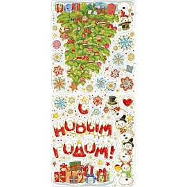 Наклейка новогодняя на окна Magic Time С Новым годом 84x38 см