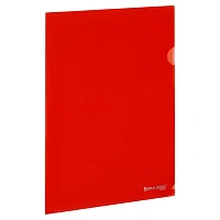 Папка-уголок жесткая прозрачная А4 BRAUBERG UNIVERSAL, красная, 0,15 мм, со штрихкодом, 273052