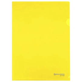 Папка-уголок жесткая А4, желтая, 0,15 мм, BRAUBERG EXTRA, 271705