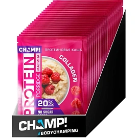 Каша протеиновая CHAMP! овсяная с малиной (10 штук по 40 г)