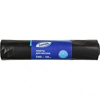 Мешки для мусора Luscan 240 л чёрные (ПВД 50 мкм, 10 штук)