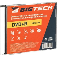 Диск DVD+R BigTech 4.7 ГБ 16x slim YDVDRB011