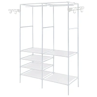 Вешалка-стеллаж BOOMHOUSE (БУМХАУС) WR-002 (В1730хШ1070хГ360 мм), 6 полок, металл/пластик, белая, 701445