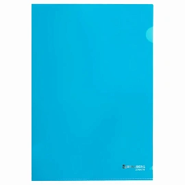 Папка-уголок плотная BRAUBERG SUPER, 0,18 мм, синяя, 270479