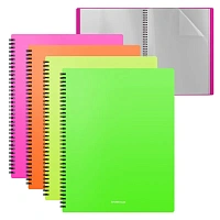 Папка пластиковая на спирали, 20 вкладышей, ERICH KRAUSE "Matt Neon", A4, ассорти, 49953
