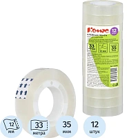 Клейкая лента канцелярская Комус прозрачная 12 мм x 33 м (12 штук в упаковке)