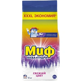Порошок стиральный автомат Миф Свежий цвет 15 кг для белого и цветного белья