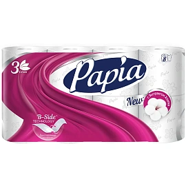 Бумага туалетная Papia 3-слойная белая (8 рулонов в упаковке)