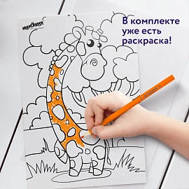 Карандаши цветные ЮНЛАНДИЯ "ТРОПИКИ", 12 цветов, с РАСКРАСКОЙ, трехгранные, грифель 3 мм, натуральное дерево, 181647