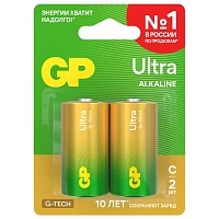Батарейки КОМПЛЕКТ 2 шт., GP Ultra G-Tech, С (LR14, 14А), алкалиновые, блистер, 14AU-2CR2