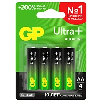 Батарейка AA пальчиковая GP Ultra+ Alkaline (4 штуки в упаковке)