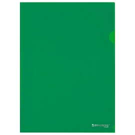 Папка-уголок прозрачная А4 BRAUBERG UNIVERSAL, зеленая, 0,10 мм, со штрихкодом, 273048