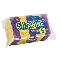 Губки для посуды 95х65х28 мм, КОМПЛЕКТ 5 шт., поролон/абразив, MAXI "Sunshine", GRIFON, 910-012