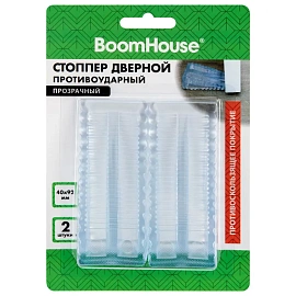 Стоппер дверной противоударный прозрачный, КОМПЛЕКТ 2 шт., BOOMHOUSE (БУМХАУС), 701840
